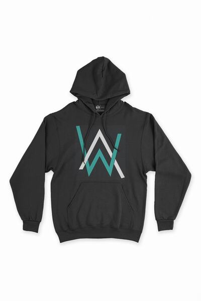 Cix آلان ووكر سويت شيرت بغطاء للرأس أسود كبير الحجم خالٍ من الصوف