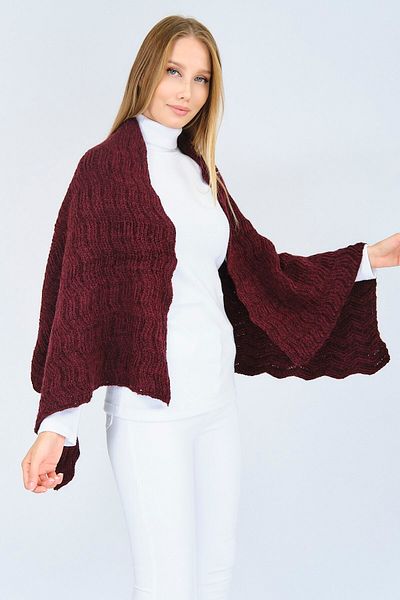 Ocean Burgundy Zigzag Knitwear Shoulder Shawl