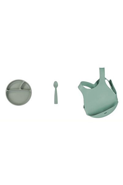 OiOi Set of 3 Portion Plates River Green, Nam Nam Spoon River Green, Baby Bib...