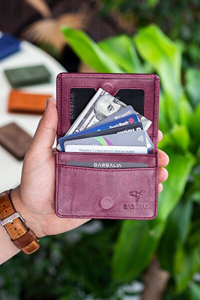 Garbalia Unisex Claret Red Magnet Crazy Leather Card Holder Wallet