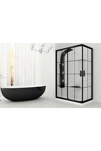 Blackline Siyah Çizgili Köşe 80x120 5 mm Temperli Cam Duşakabin