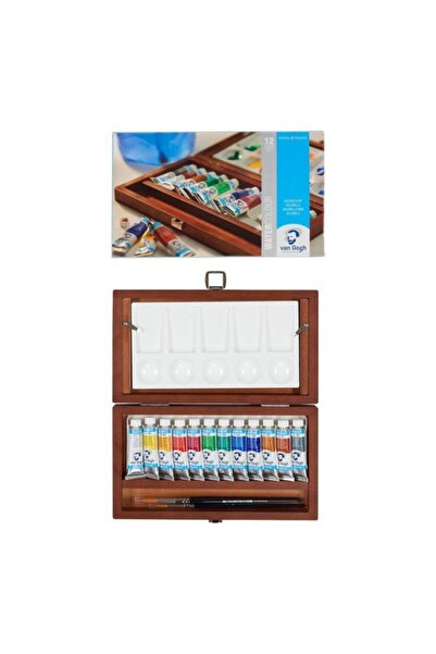 Genel Markalar Van Gogh Tüp Sulu Boya Seti 12 Renk x10 ml  Ahşap Kutulu Palet...