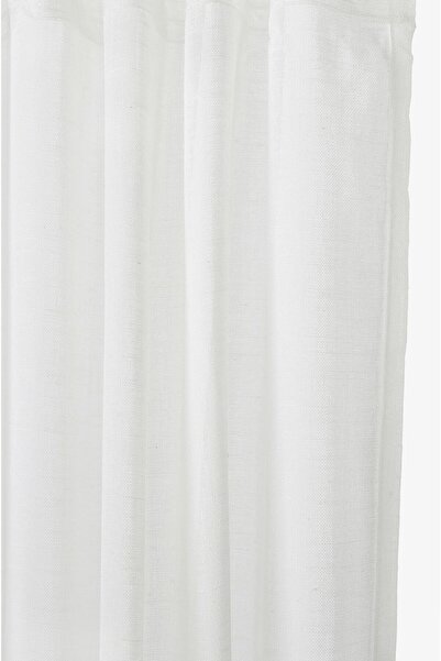 RİTMOHOME Natural Linen Look Off-White Tulle Curtain (No Pleats)