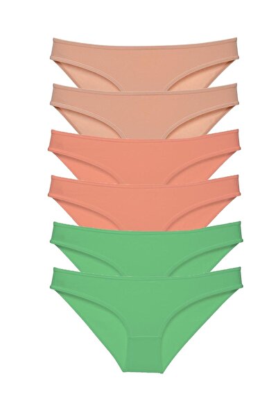 Royaleks 6 Pieces Super Eco Set Lycra Women's Slip Panties Skin Powder Green