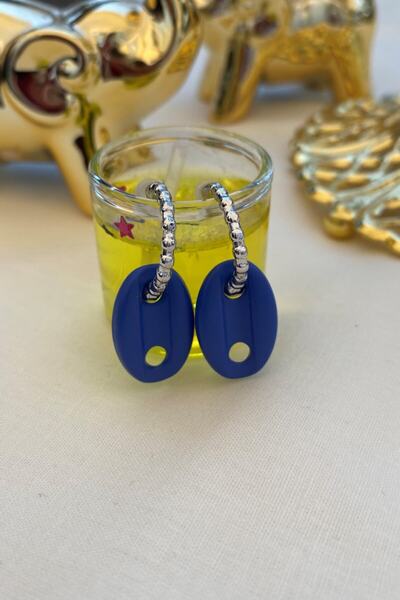 Leerybee Matte Blue Color Antiallergic Sailor Knot Earrings