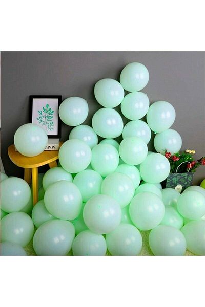 BEST PARTİ DOĞUM GÜNÜ PARTİ SÜSLERİ Macaron Balloon Water Mint Green 50 Pieces + Balloon Chain Gift