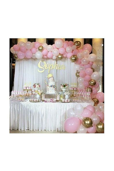 BEST PARTİ DOĞUM GÜNÜ PARTİ SÜSLERİ 50 Concept Metallic Balloons (chrome Gold, White, Pink)