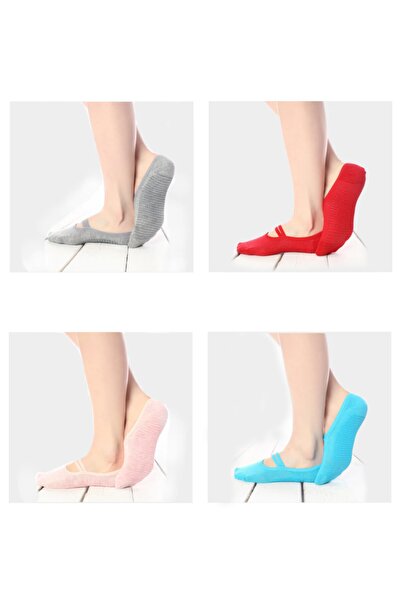 ENNA MODA Özel Kaymaz Tabanlı Pilates Ve Yoga Çorap 4lü Set-4, Beden 37-42