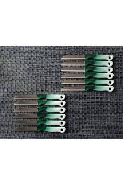 Solingen Meyve Sebze Bıçağı Ebruli Yeşil-beyaz 12'li