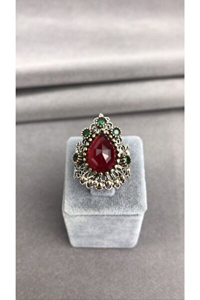 BEY SİLVER Telkari Yakut Taşlı Gümüş Kadın Yüzük