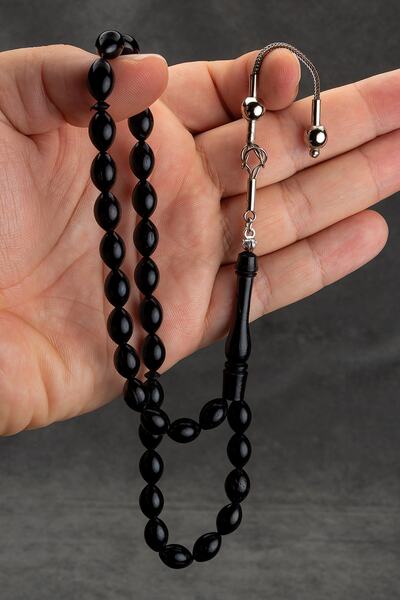 OTTOTESBİH Мъжки подарък Süleymaniye молитвени броеници с черни ониксови мъни...