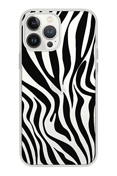 shoptocase Iphone 13 Promax Şeffaf Zebra Desenli Telefon Kılıfı
