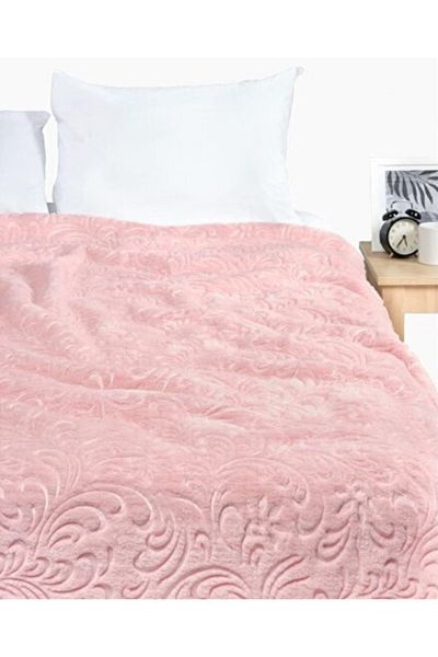 Baharoğlu Battaniye Baharoğlu Oversize Embossed Blanket - Powder