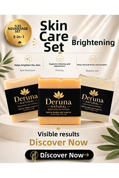 DERUNA NATURAL Anti-Blemish, Brightening & Firming 3-Piece Soap Care Set |   ...