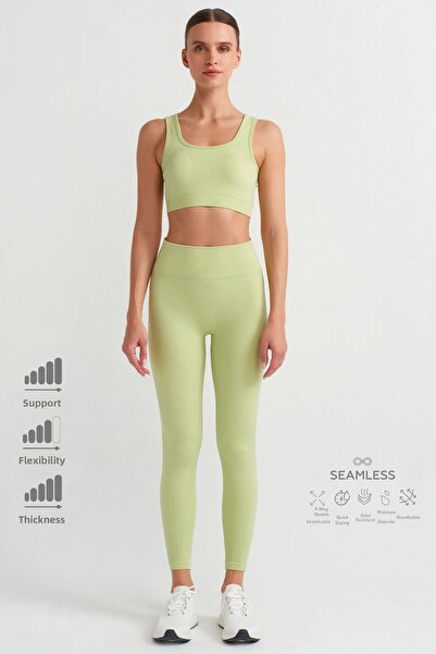 COMEUP Colanți modelați cu model picior de găină, verde Margarita