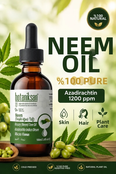 botaniksan Rozary Tree Neem Oil 100ml Cold Pressed, Pure, Natural, No Additives