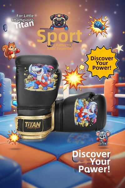 Titan Sport قفازات ملاكمة للأطفال موديل القرش الأسود