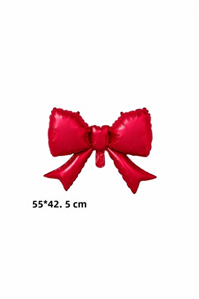 Patladı Gitti Red Ribbon Bow Foil Balloon 55X42.5 cm