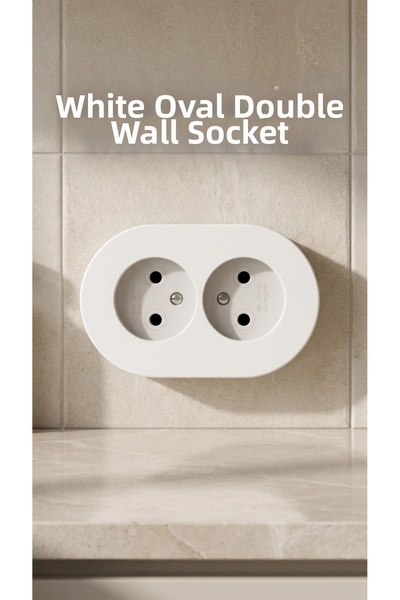 Eco Lounge White Double Grounded Socket Wall Type Modern Design
