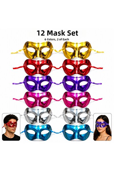 TakÇalıştır 12 &amp; # 39-Piece Metallic Venetian Wholesale Party Mask Set – ...