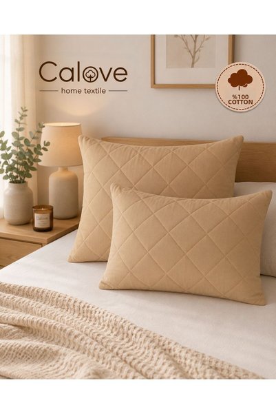 calove واقي وسادة فاخر مصنوع من القطن بنسبة 100% باللون الرمادي، طقم من قطعتين، مبطن وناعم الملمس
