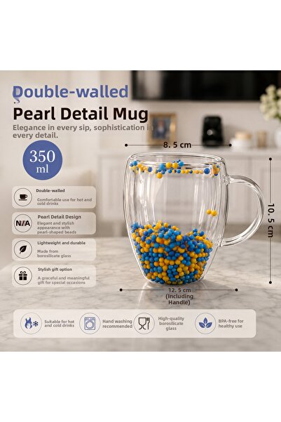 Şanlıavm Double-Walled Glass with Pearl Details 350 ml