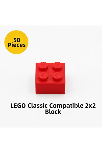 OyuncaklarÜlkesi Lego Compatible Classic 50 Pieces Red Color 2X2 Block Brick ...