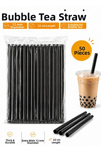 ardin Bubble Tea Straw 12 mm 22 cm Thick Smoothie Frozen Boba Straw 50 Pieces
