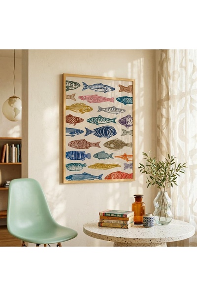Tuba Decor One Piece Wooden Framed Painting Vintage Fish