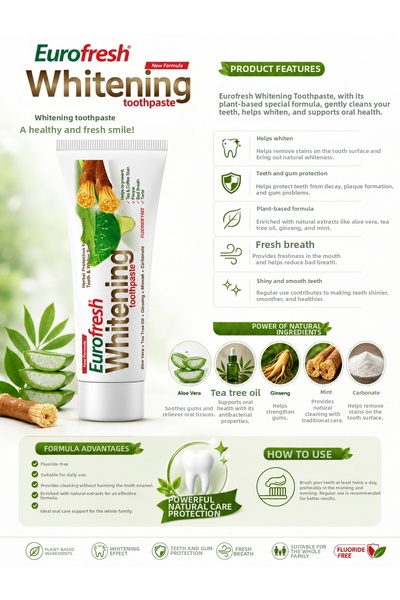 Farmasi Eurofresh Whitening Toothpaste with Aloe Vera and Miswak