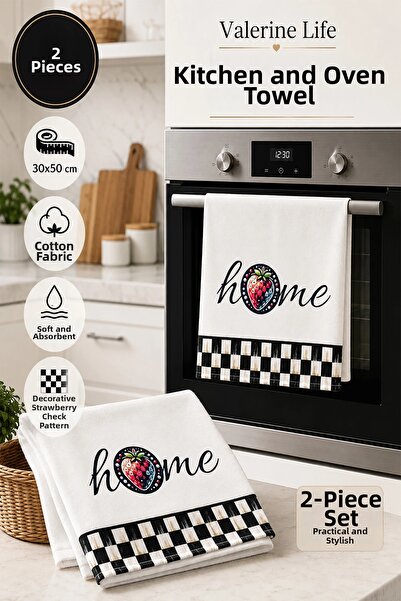Valerine Life Strawberry Checkered Home Kitchen Drying Oven Hand Towel Cotton...