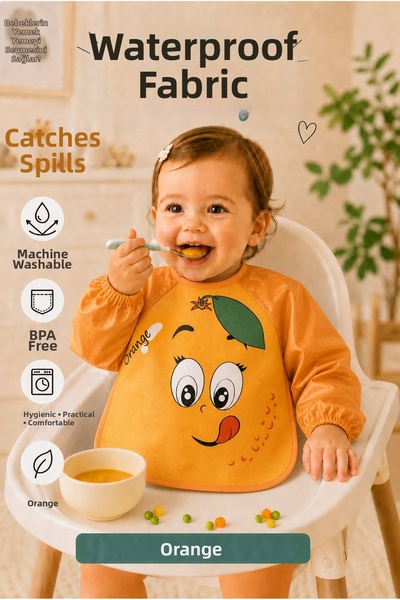 BERNS Waterproof Baby Feeding Bib Long Sleeve Washable Feeding Bib