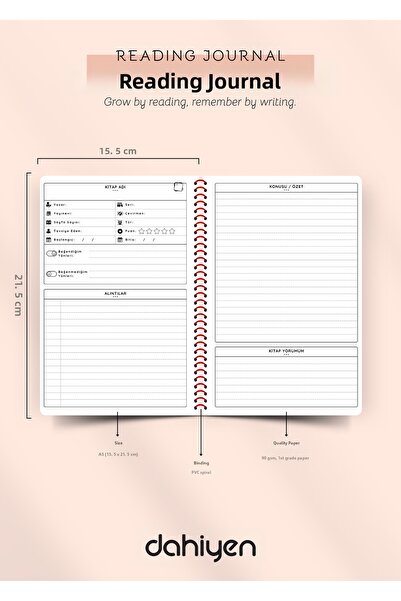 Dahiyen Book Reading Journal - Reading Journal Red