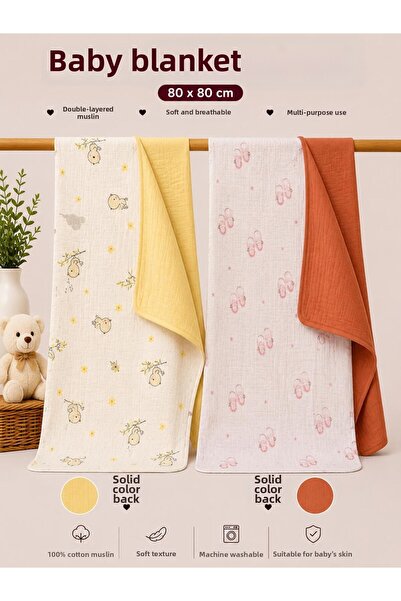 Zümra Baby Multi-Purpose Double-Sided Muslin Blanket & Blanket Set of 2 100% ...