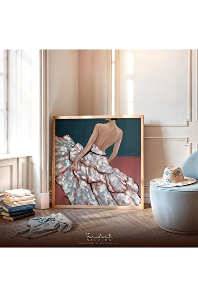 Tuba Decor One Piece Wooden Framed Painting Vintage Girl