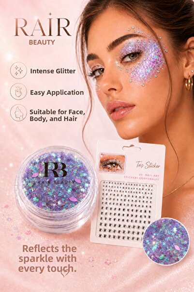 RAİR BEAUTY جل ظلال العيون اللامع باللون الأرجواني ومجموعة أحجار الزينة
