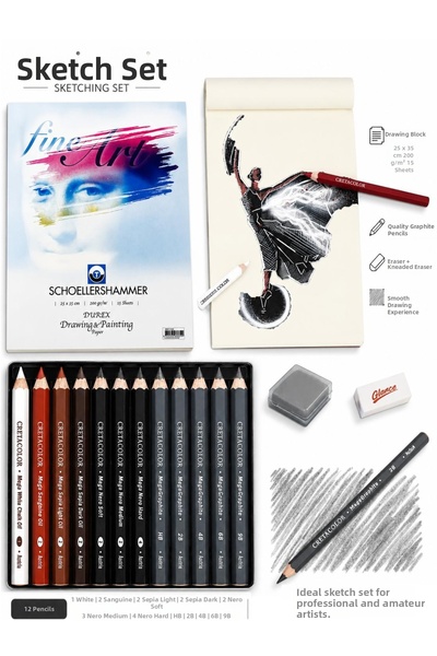 GLANCE 25X35 15 Sheets Technical Drawing Paper 200 Gr Cretacolor X-Sketch Meg...