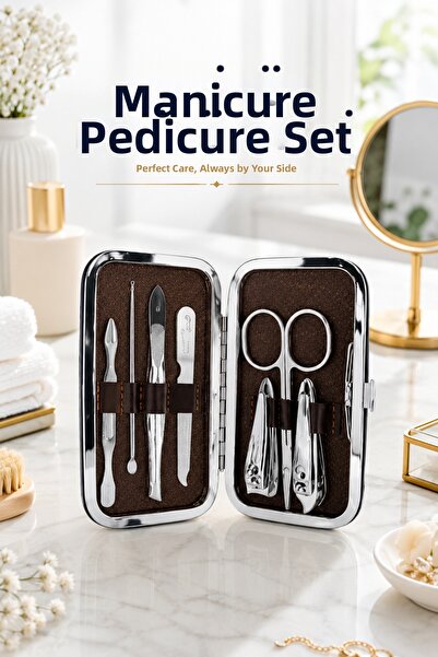 Mestore 7-Piece Steel Set for Nail Cleaning, Ingrown Nails and Regular Care