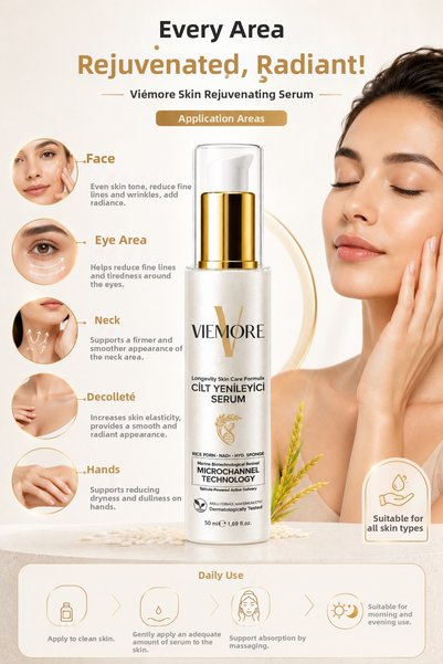 Viemore Skin Renewal Serum 50 ml |   Pdrn (Rice Dna) + Nad+ + Marine Retinol |   Microchannel Technology |   Moisturizing, Brightening and Skin Barrier Strengthening Care Serum 50 ml