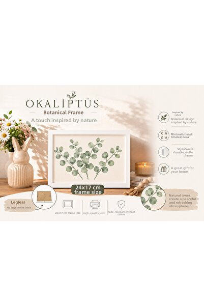 TRİMENT3D Minimal Eucalyptus Botanical Frame – 24X17 cm