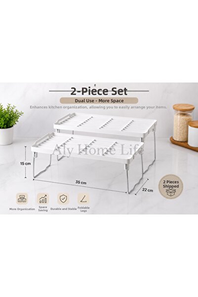 ALY DURU Raft organizator multifuncțional cu 2 niveluri, pliabil, 35x22x15