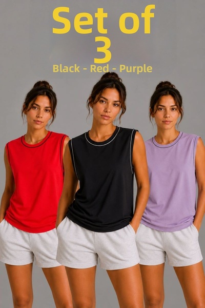 VELİZADE Women's Comfort Model Oversize Sleeveless Anti-Sweat Combed Cotton F...