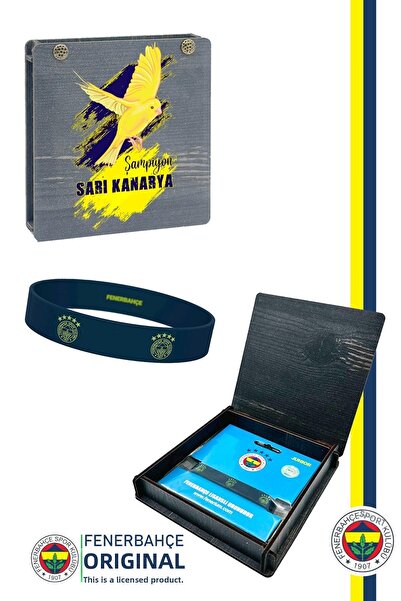 Fenerbahçe Original Licensed Navy Blue Silicone Bracelet with Canary Print Gi...