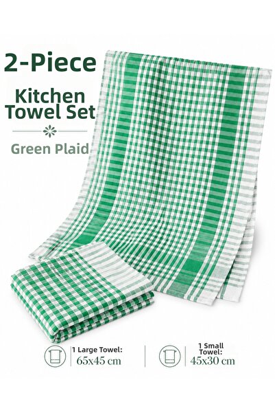 Magiclady 2-Pack of Drying Cloths Cotton Green Gingham