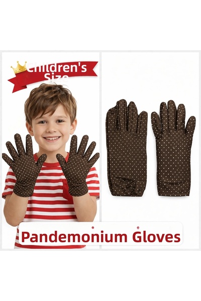 magicool Children's Boy Pantomime Gloves White Polka Dot Brown Color Performa...