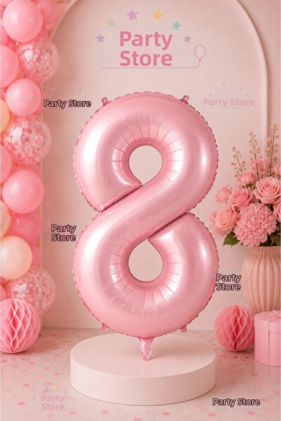 Parti Dükkanı 8 Number Foil Balloons 34 Inch 76 cm Pink Color Helium Compatib...