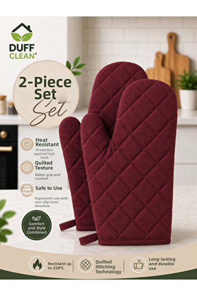 DUFF CLEAN Set of 2 Quilted Oven Gloves – Heat Resistant