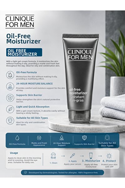 Clinique For Men Oil Free Moisturizer 100 ml - Professional Facial Care for Men