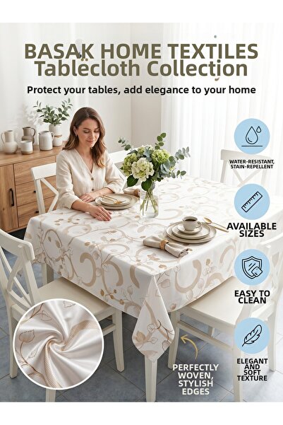 Başak Ev Tekstili Gold Shiny Pvc Tablecloth - Wipeable, Stain Resistant, Kitc...