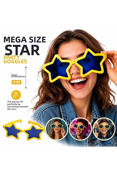 TİMİON Mega Tip Yıldız Party Glasses Yellow Color (5148) Please Read the Desc...